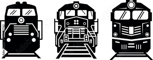Train locomotive icons set