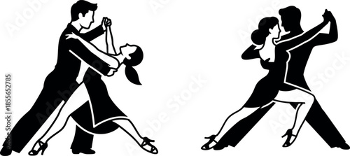 Dance couple tango silhouettes