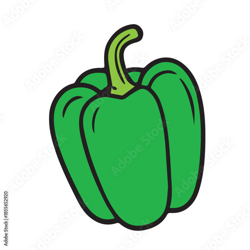 Minimalist vector showcasing a vibrant green paprika, capturing the essence of healthy eating and natural goodness. Perfect for food blogs, recipe websites, and health conscious designs.