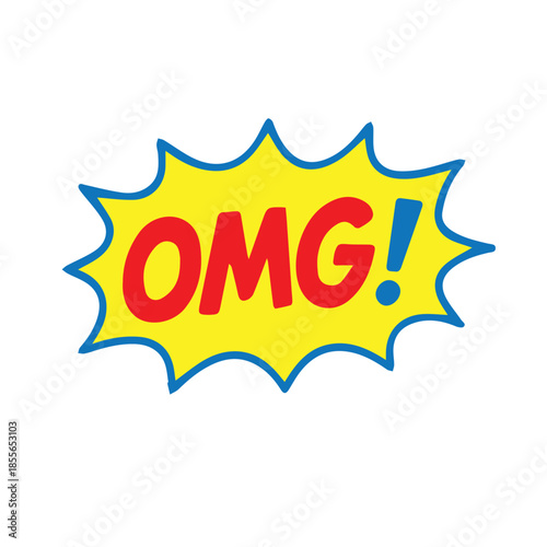 Add a burst of energy to your project with this vibrant "OMG" comic book vector. Featuring bold typography and a classic speech bubble, it captures a sense of shock and pop art excitement.