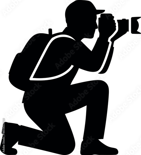 Photographer kneeling silhouette