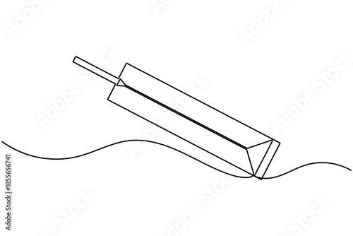 International cricket bat icon continuous one line drawing on white background minimalist sport equipment symbol outline vector illustration