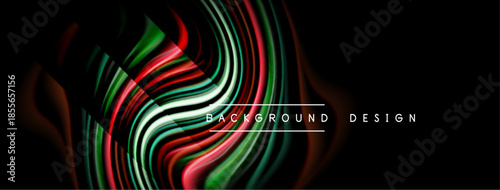 Abstract flowing lines create vibrant, colorful design. Dark background emphasizes bright curves, gradients, modern aesthetic.