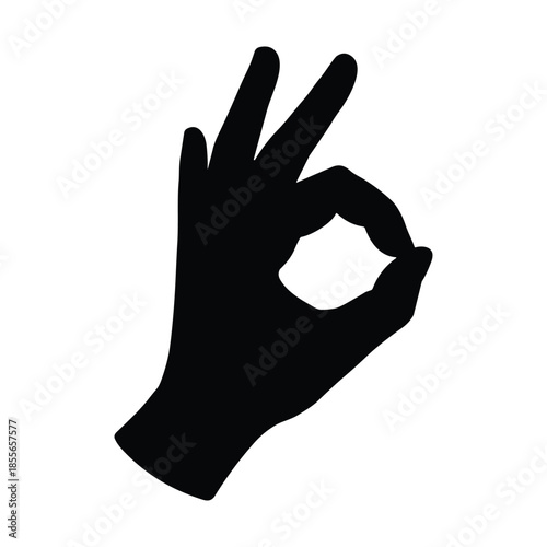 Black silhouette of hand making OK gesture