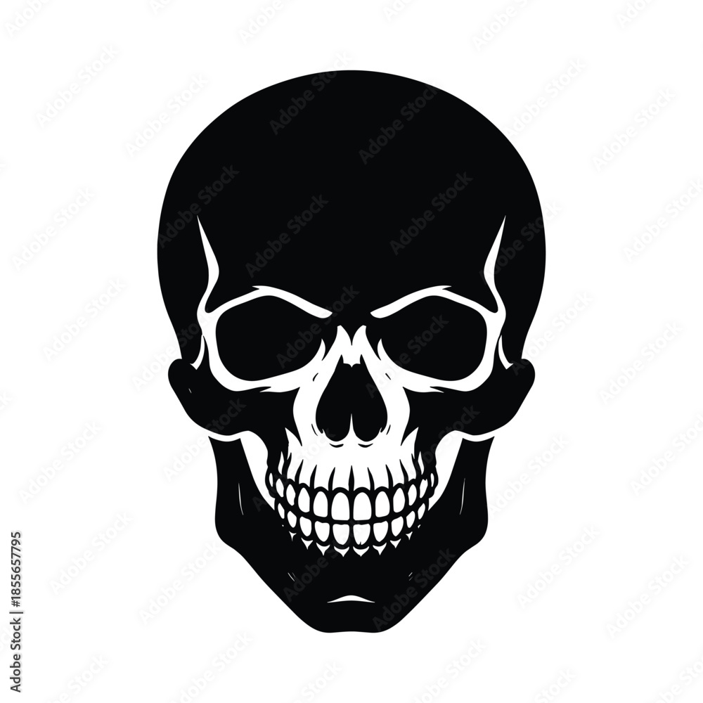 Fototapeta premium black and white skull vector illustration