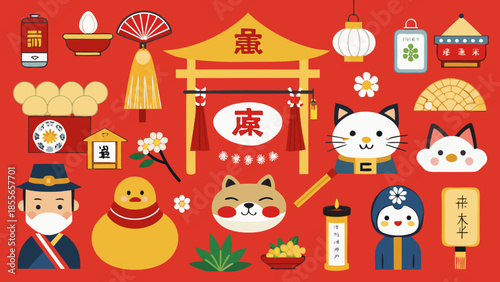 set of funny cartoon characters