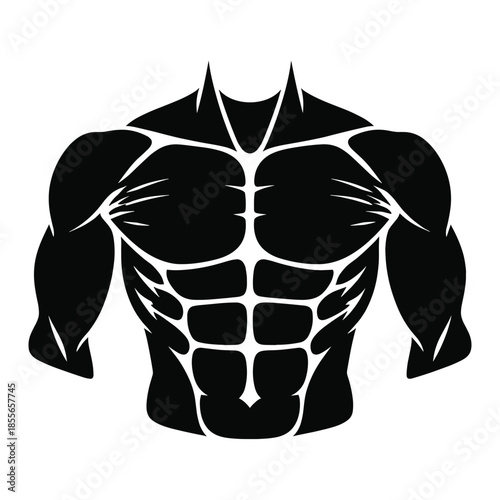 Black silhouette of muscular male torso illustration