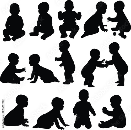 A silhouette of people exercising on transparent background