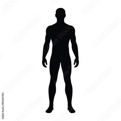 Silhouette of standing male human body front view