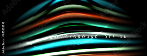 Abstract flowing lines create vibrant, dynamic background. Bright colors blend, forming futuristic design element. Dark space surrounds glowing shapes.