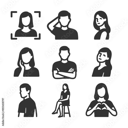 Silhouette icons of diverse individuals in various poses.