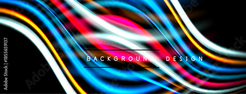 Abstract vibrant lines create dynamic flow. Bright colors blend, forming modern background design. Bold shapes suggest movement, energy.