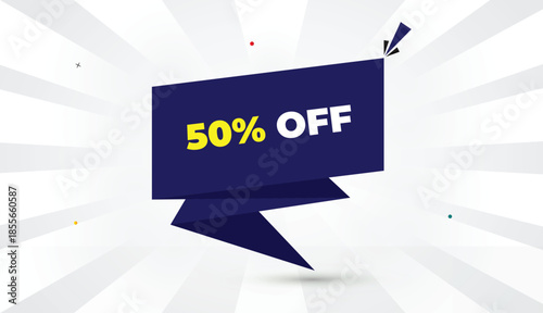 50% off editable eps format web banner vector art illustration template design deep blue shapes yellow bold font white gray gradient abstract illustration sunshine business background 4k modern