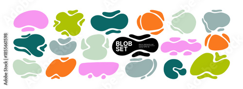 Funky Organic Soft Blob Shape Kit. Different Round Form Set. Abstract Blob Figure Bundle. Hand Drawn Vector Illustration