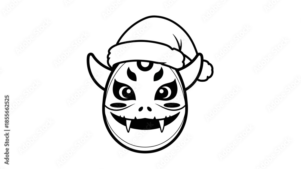 Fototapeta premium A cartoon character with a Santa hat is viewed from the front