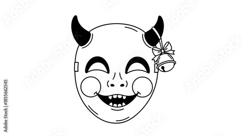 Cheerful Demon Mask Illustration, Graphic Art, Modern Style, Creative Design, Joyful Vibe