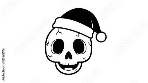 Spooky Santa Skull Illustration - A Festive and Humorous Christmas Graphic Design