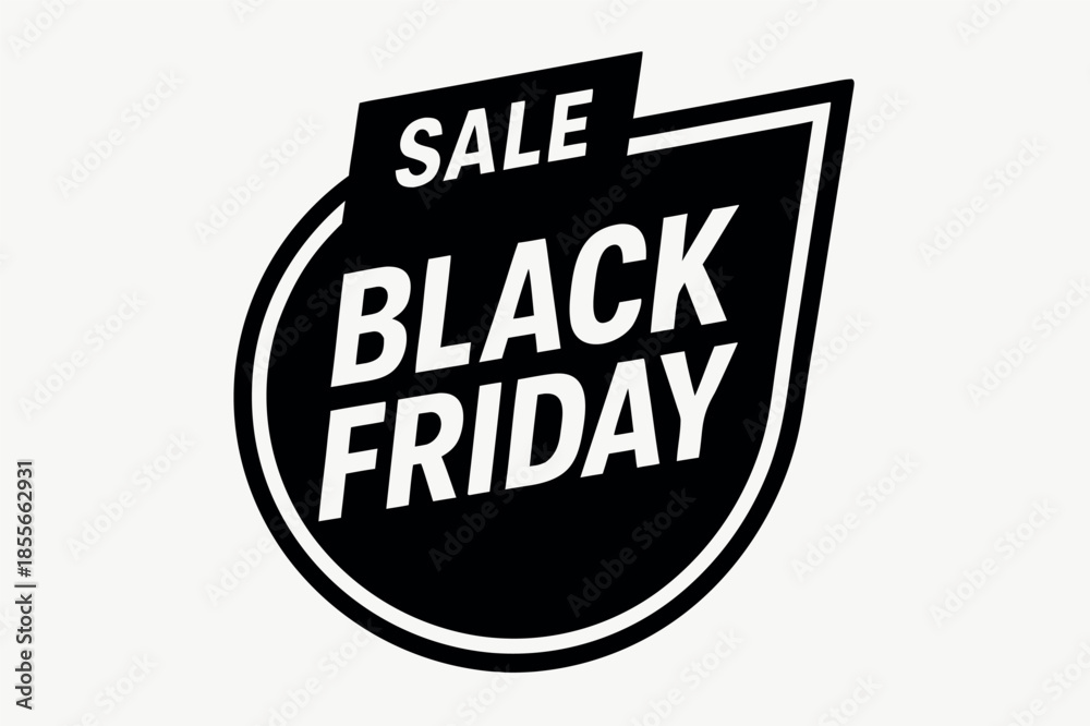Obraz premium Black Friday Sale Badge Minimal Black and White Illustration
