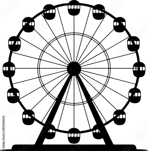 iconic ferris wheel silhouette vector illustration