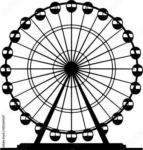 iconic ferris wheel silhouette vector illustration