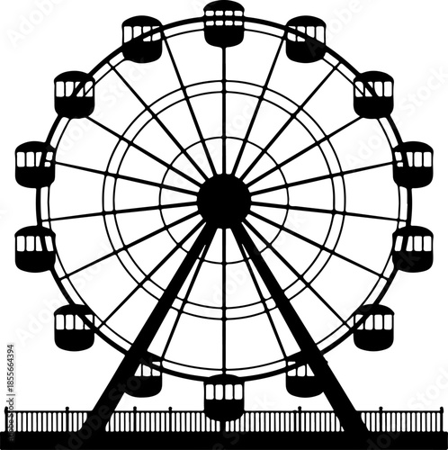 iconic ferris wheel silhouette vector illustration