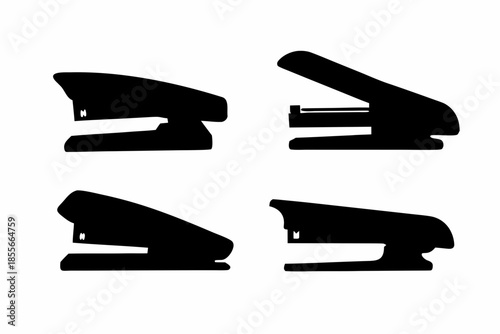 stapler Black silhouette, stapler silhouettes on a white background Vector