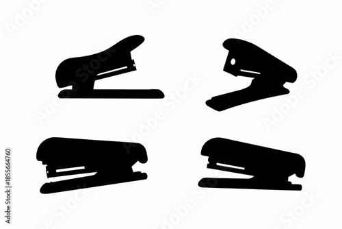 stapler Black silhouette, stapler silhouettes on a white background Vector