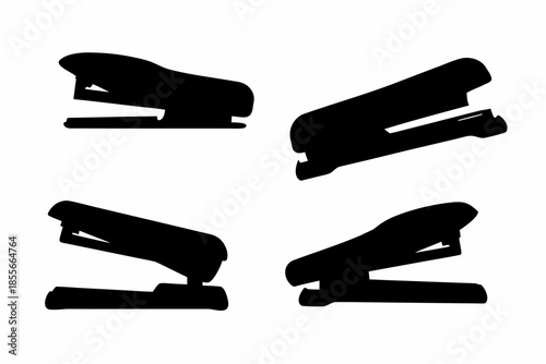stapler Black silhouette, stapler silhouettes on a white background Vector