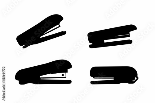 stapler Black silhouette, stapler silhouettes on a white background Vector