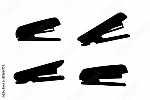 stapler Black silhouette, stapler silhouettes on a white background Vector