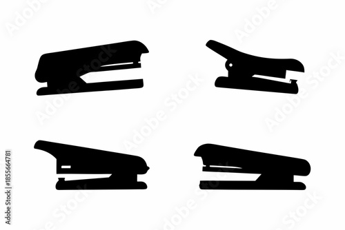 stapler Black silhouette, stapler silhouettes on a white background Vector