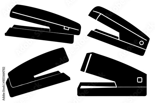 stapler Black silhouette, stapler silhouettes on a white background Vector