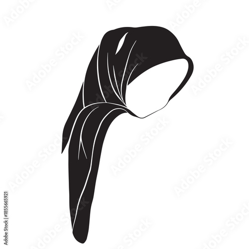 Abstract vector illustration of a person's profile with a minimalist head covering, showcasing a clean, high-contrast silhouette ideal for modern branding and graphic design projects