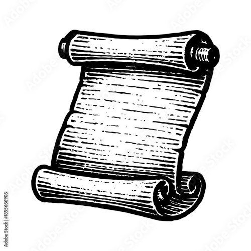 Vintage scroll illustration with detailed engravings.