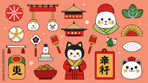 set of christmas elements