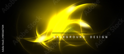 Bright yellow abstract energy flow. Dark background creates dramatic visual impact. Modern design element for digital projects.