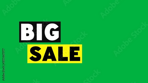 Animation of words big sale in white yellow and black on white background