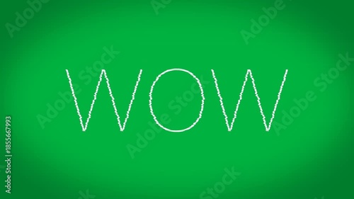 Animation of the word wow in white letters with colourful distortion on white background
