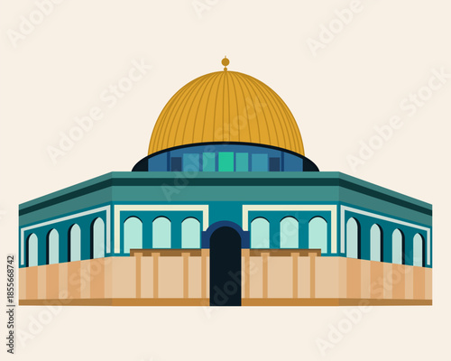 dome of the rock of jerusalem. Vector graphic illustration of the al-aqsa mosque which is a mosque located in Jerusalem. Isra mi'raj, Ramadhan, Eid al-Fitr, Eid al-Adha.