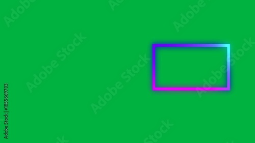 Animation of gradient purple to pink glowing rectangle with copy space on white background