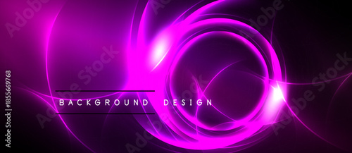 Abstract pink swirls, glowing lines create dynamic background. Text reads background design. Dark space surrounds bright shapes.