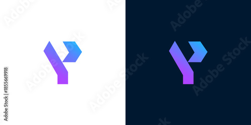 Modern geometric letter P logo design with a vibrant purple to blue gradient. This sleek abstract symbol is ideal for innovative branding, technology, or creative startup identities