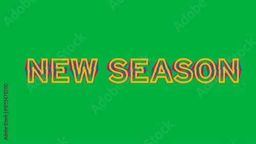 Animation of colorful new season text in repetition on white background
