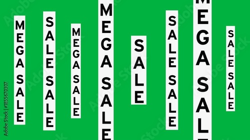 Animation of mega sale text in repetition on black background