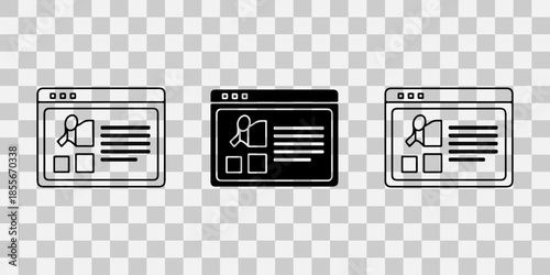 Web page icon set with search functionality