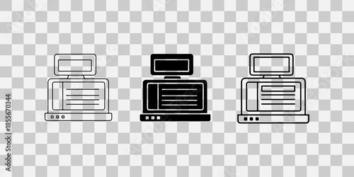 Cash register icons set on transparent background
