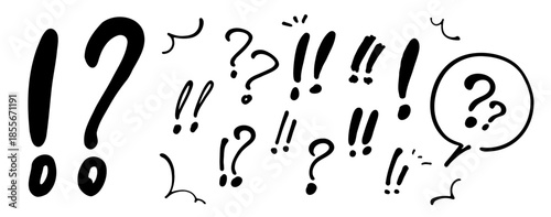 リアクションに使える手書き記号素材（びっくり・はてな）