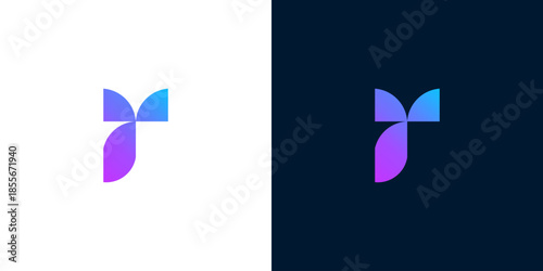 Abstract modern gradient letter T logo design concept, featuring vibrant flowing colors for a sleek and dynamic brand identity, perfect for technology, creative, or natural-themed businesses