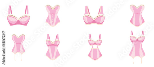 pink bustier icons vector