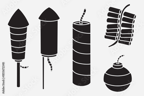 set of firework good for icon, symbol, element design, silhouette design, etc